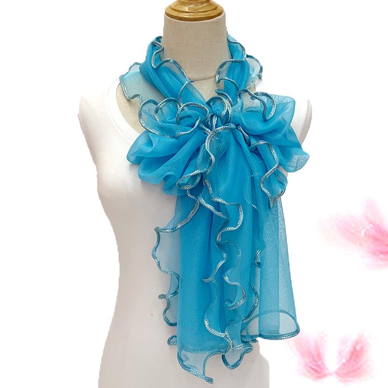 Lace Scarf Women Lightweight Hijab Elegant  Print Silk Neckerchief Shawl Wraps Headband Handle Hair Accessories Bandana