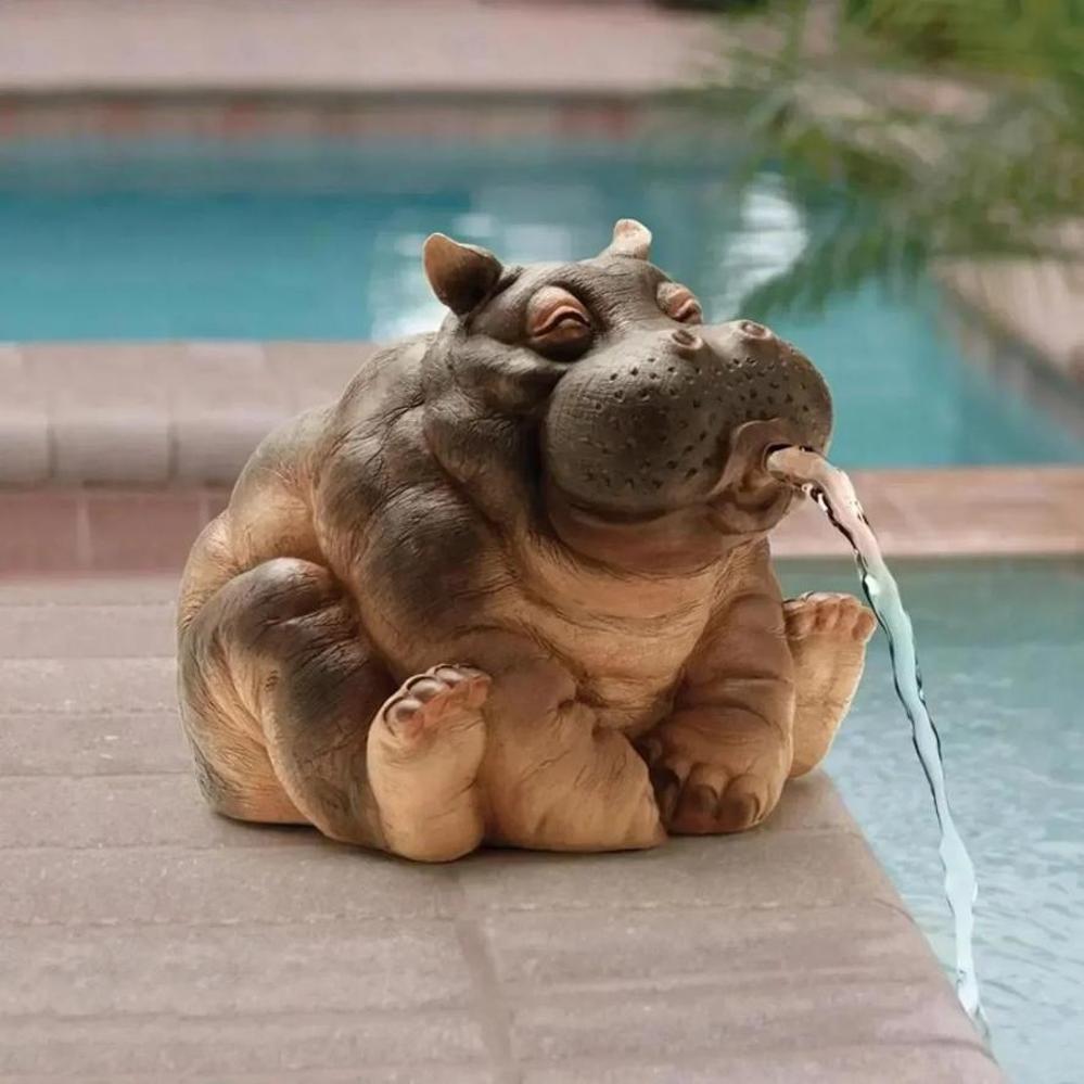 1 Pcs New Hippo Pond Spray Hippo Garden Supplies Outdoor Animal Sprinkler Courtyard Home Decoration House Sculpture