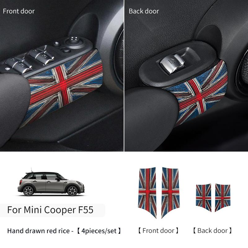 Наклейка на подлокотник двери автомобиля для Mini Cooper F55 F56, из ПУ-кожи, наклейка на ручку двери автомобиля, аксессуары для декора салона автомобиля
