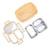 Divided Lunch Box 304 Stainless Steel Leakproof Heatable 3 Compartments Rectangular Food Container 1.2L Capacity