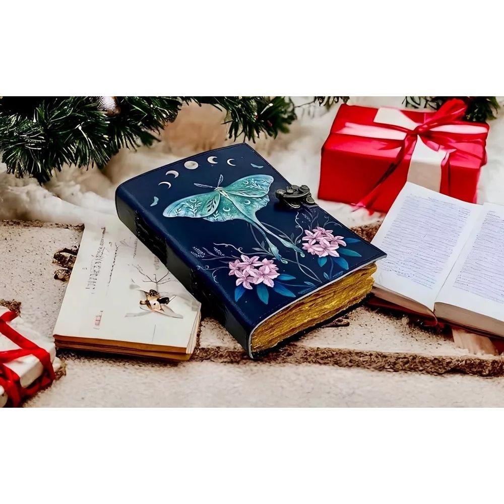 Журнал «Книга теней» с застежкой-замком, винтажная кожа ручной работы Luna Moth