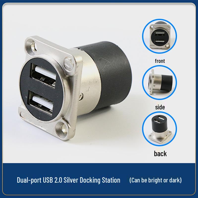 Type-D USB Wall Socket Mount: Dual Port Solderless Pass-through Adapter