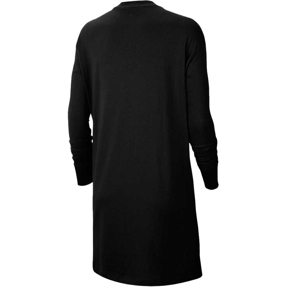 Nike Спортивное платье Essential Dress, однотонное, с вышитым маленьким логотипом, спортивное трикотажное платье с длинным рукавом, женские платья, черное CU6509-010