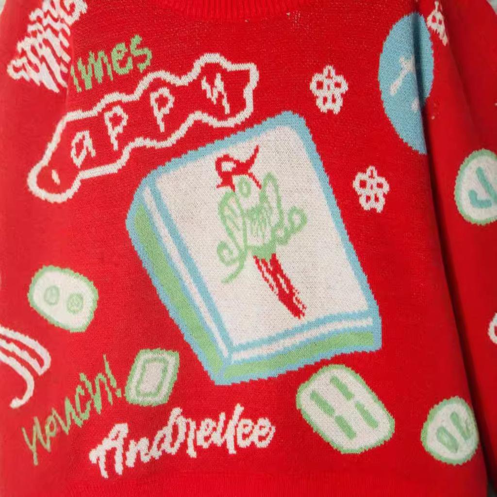 Модели для осени и зимы. Утолщенный теплый вязаный свитер с узором «Маджонг». Рождественский ветер. Праздничные топы с длинными рукавами.