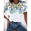 3D Printed Vintage Flower T Shirt For Women Colorful Graphic T-Shirts Summer Harajuku Loose Tees Round Neck Tops Short Sleeves