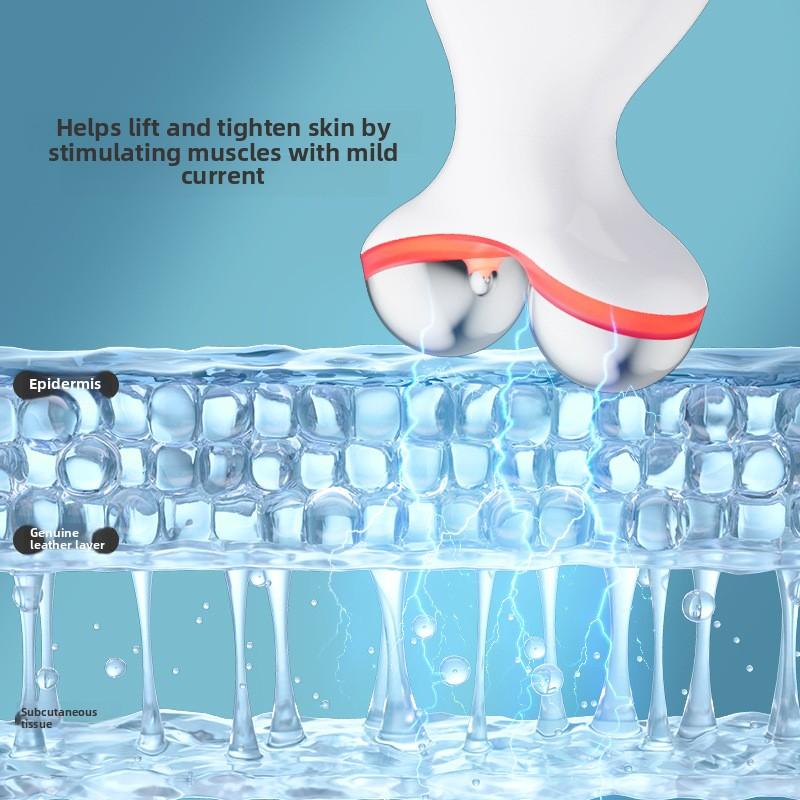 Роликовый массажный прибор для шеи с рисунком Массажер для носогубных складок Цветной световой вибрационный прибор для красоты шеи Массажер с цветным светом