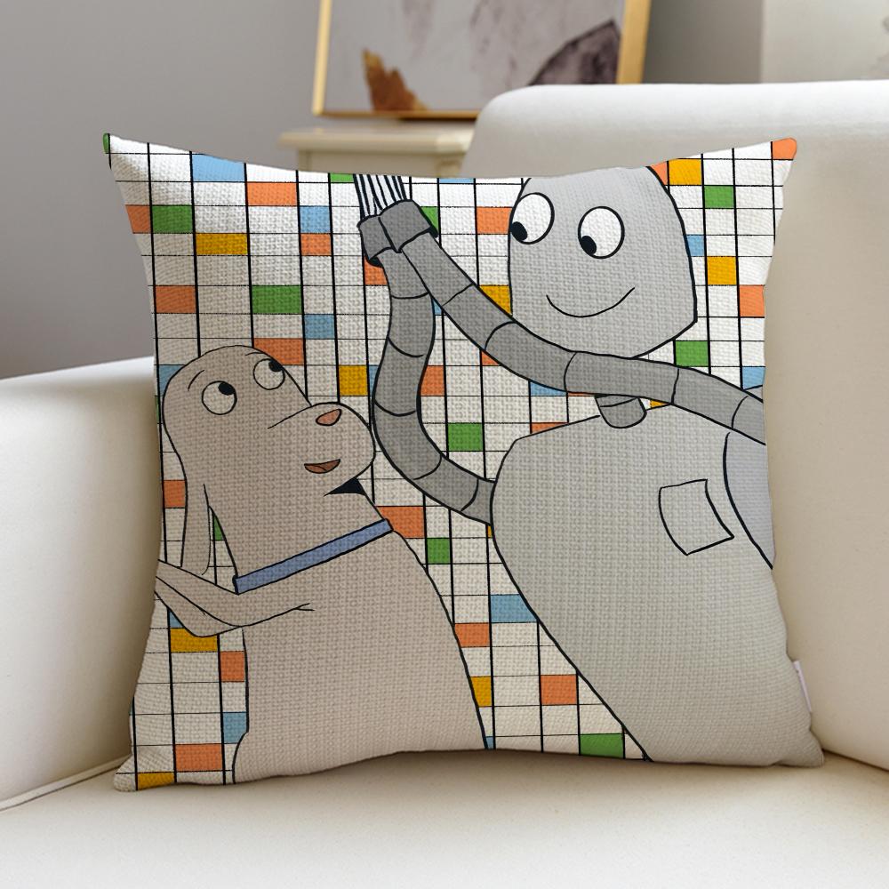 Heartwarming RRobot DreamsS Cushion Cover Breathable and skinfriendly linen pillowcase square removable and washable cushion