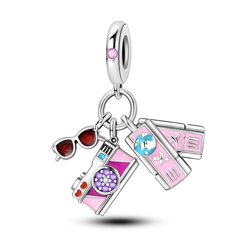 Подходит для оригинального браслета Plata Charms Медный Розовый Цвет Серия Шармов Лапка Кошки Бусины Для Женщин Девочек Diy Вечеринка