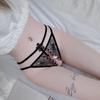 Erotic Panties Women's Open Crotch  Ladies Floral Transparent Underwear Female Pendant Lingerie Double Waist Belt G-String Thong