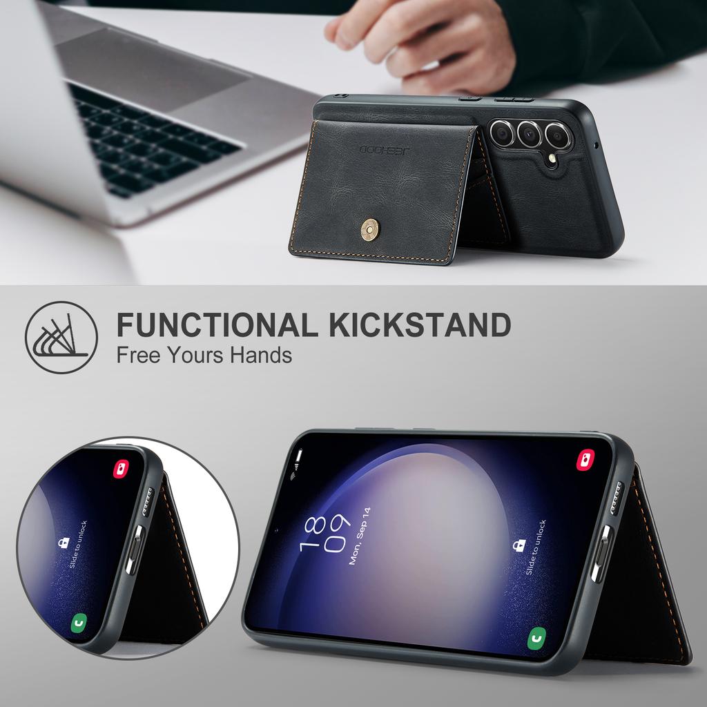 Ретро чехол для Samsung Galaxy S23 FE со съемным магнитным карманом для карт