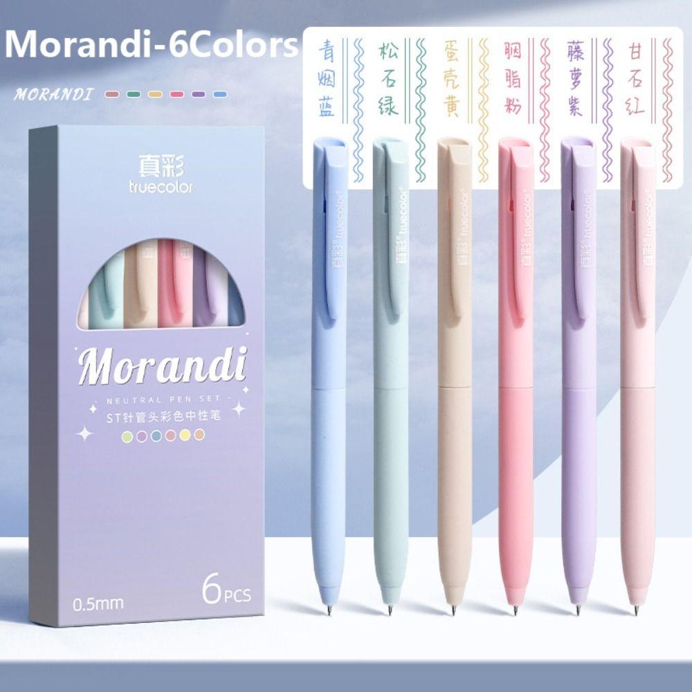 6Colors/Set Color Ink Color Gel Pen Press Type Signing Pen Creative Neutral Pen  Students Gift