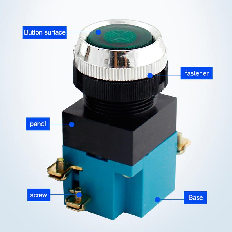 Momentary Push Button Switch 25Mm 5A 380V Circular Small Size Flat Round Red ,Green La19-11 Switch