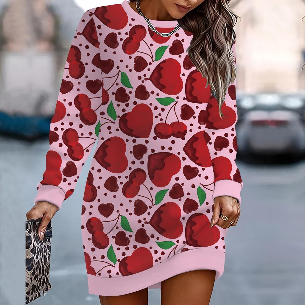 Женское элегантное, модное, трендовое и повседневное худи, 3D-принт символа сердца, трехмерный крой, женское длинное худи, подарок на День святого Валентина