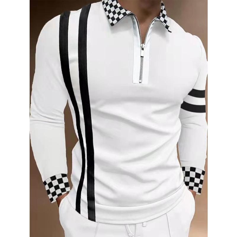 Spring Autumn Men Clothes Long Sleeve 3D Digital Print Sport Polo Shirt Men Lapel Golf Polo Shirt Tops