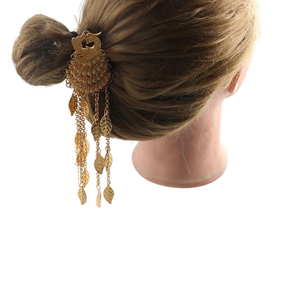 Tassel Fashion Headdress Animals Peacock Hair Sticks Chinese Hairpins Women Hair Fork Long Chain