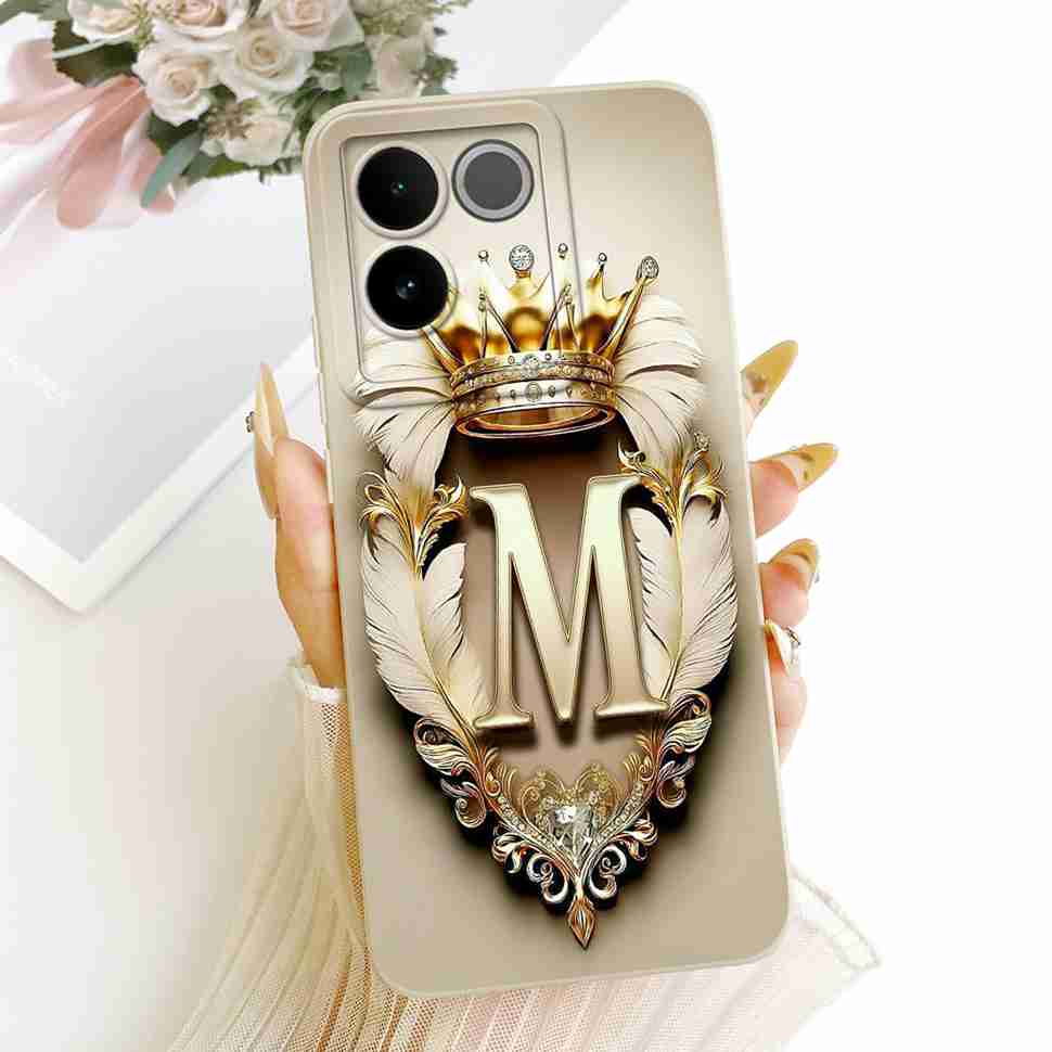 For vivo S17e 5G V2285A 6.78" Case Fashion Painted Letter Crown Silicone Back Cover For Vivo S 17e VIVO S17E 5G Bumper Shell