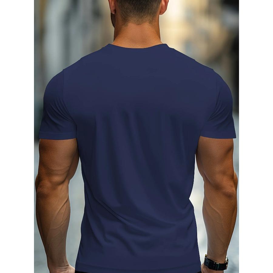 Men's 100% Pure Cotton Summer Loose Fit Large Size NY Graphic Print Casual Slim Fit Round Neck Short Sleeved T-shirt Top