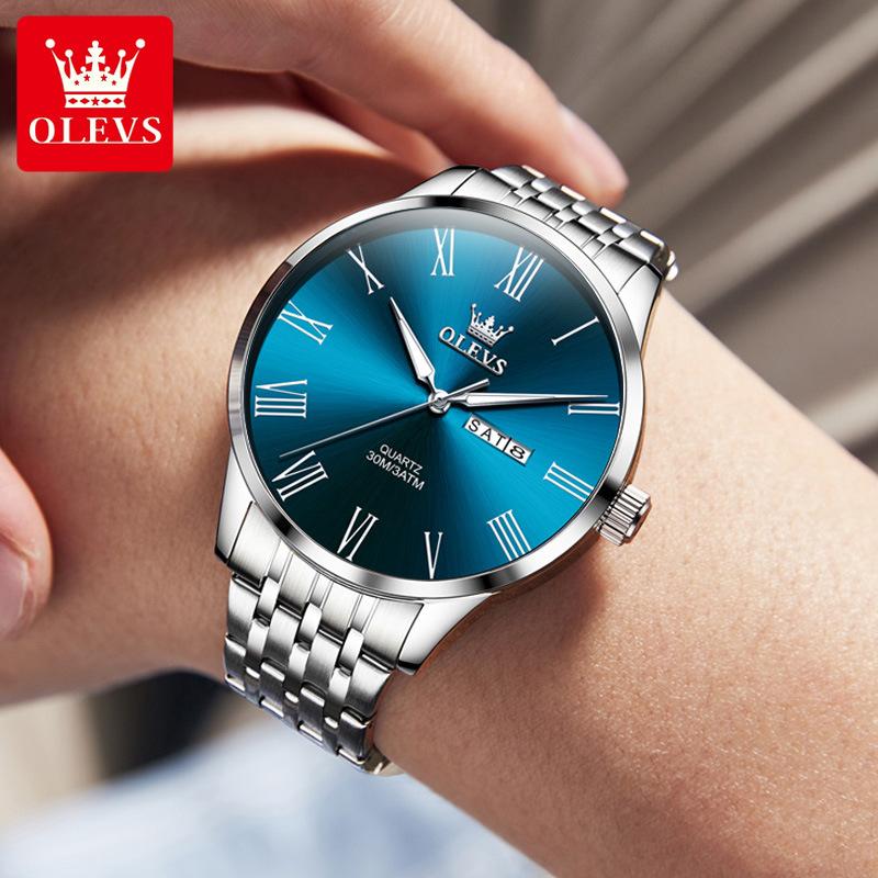 OLEVS Mens Watches Quartz Business Dress Watch Day Date Stainless Steel Classic Luxury Luminous Waterproof Casual Male Wrist Watches