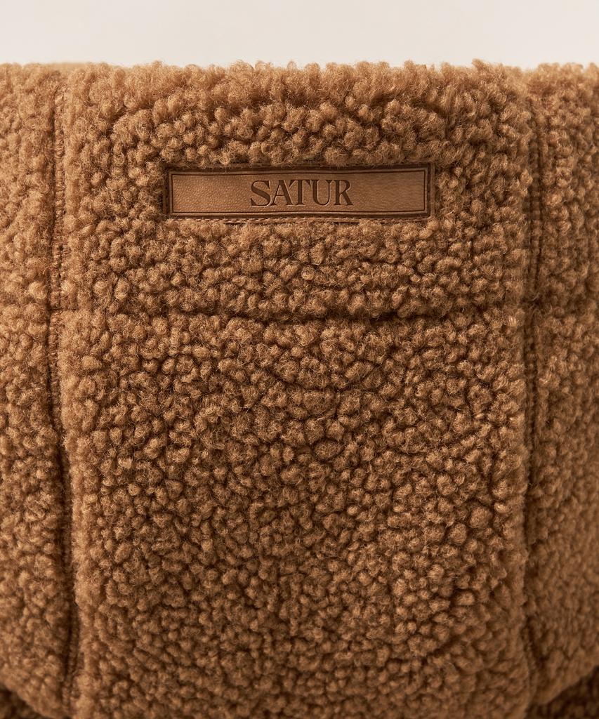 Satur (W) Shearling Fleece Zip-Up Hoodie Brown