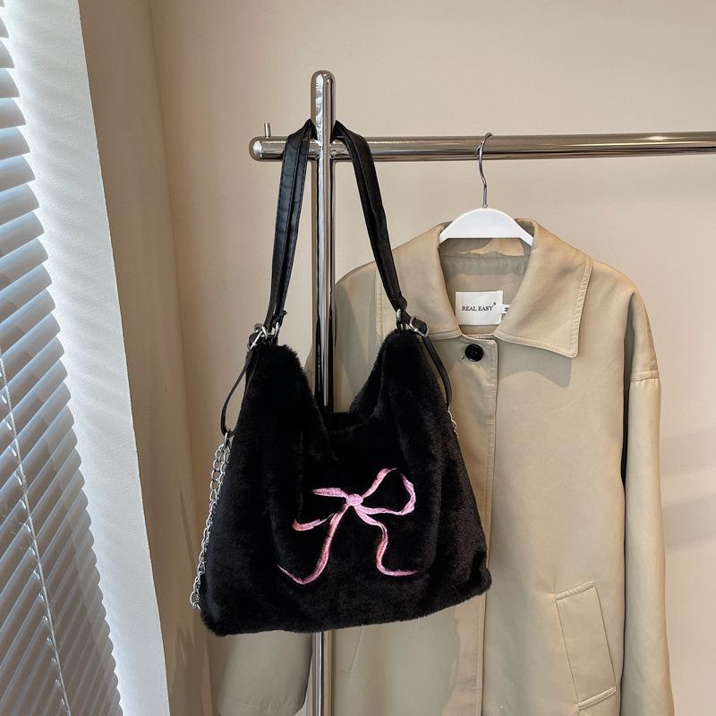 Повседневная сумка-тоут Mao Mao большой вместимости, модная женская сумка подмышку 2024 года, новый рюкзак с бантом на плечо