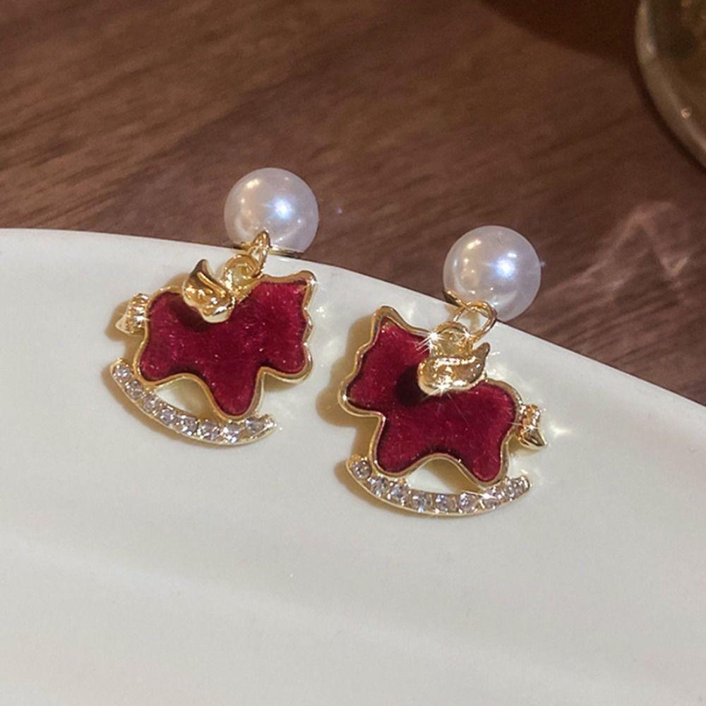 Sparkle Pony Pearl Earrings Cute Ear Studs Delicate Firework pearl earrings Women