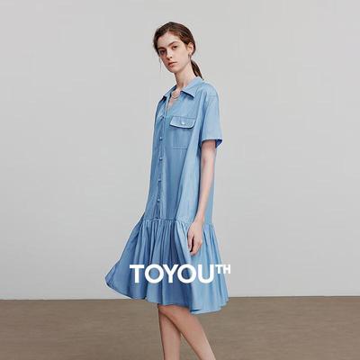 Женское платье-рубашка средней длины Chuyu с вставками из искусственного денима