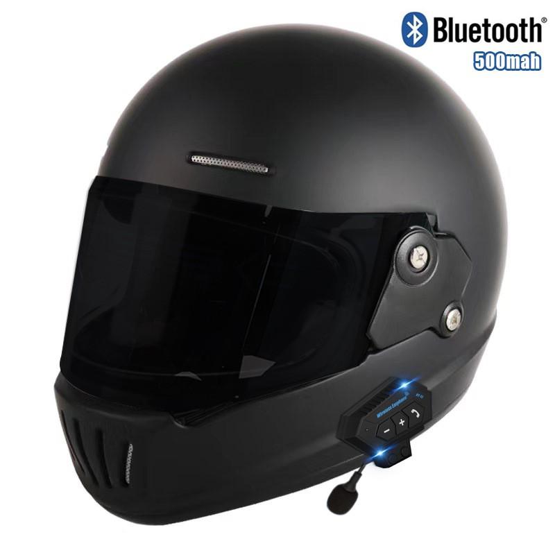 3C Certified Retro Full Face Motorcycle Helmet With Bluetooth Cruiser Scooter Adult