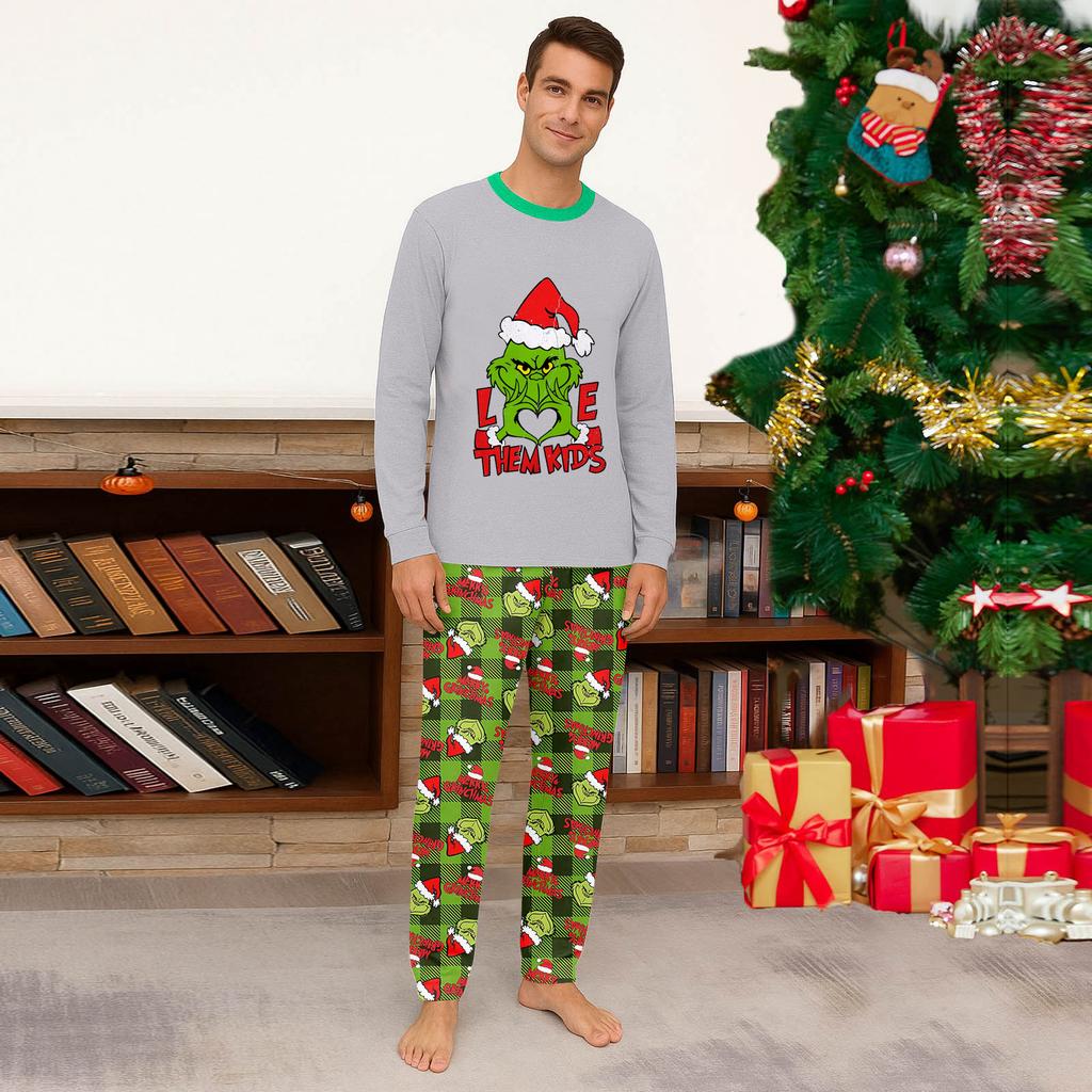 Cartoon Letters Print Family Matching Long Sleeved Parent-child Suit Home Clothes Suit Fall