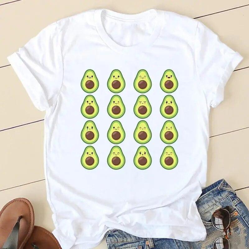Women Avocado Love Sweet 90s Short Sleeve Graphic Tee T-shirts Female Ladies Fashion Casual Clothing Summer Tshirt Clothes