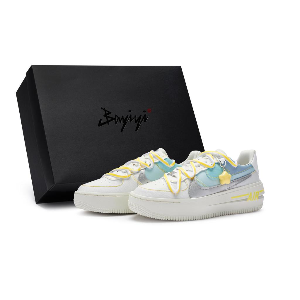 Nike Кроссовки Air Force 1 для скейтбординга Женские Низкие Синий/Желтый DJ9946-101(Team80-S-BOX)