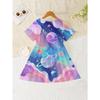 Girls 3D Print Dresses Kids Girl Party Short Sleeve Princess Dress Tank 3D  Girl Pattern  Print Dress