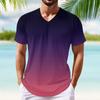 Летняя мужская популярная футболка с v-образным вырезом и короткими рукавами с принтом