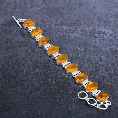 Браслет из балтийского янтаря и серебра 925 пробы 7-8"