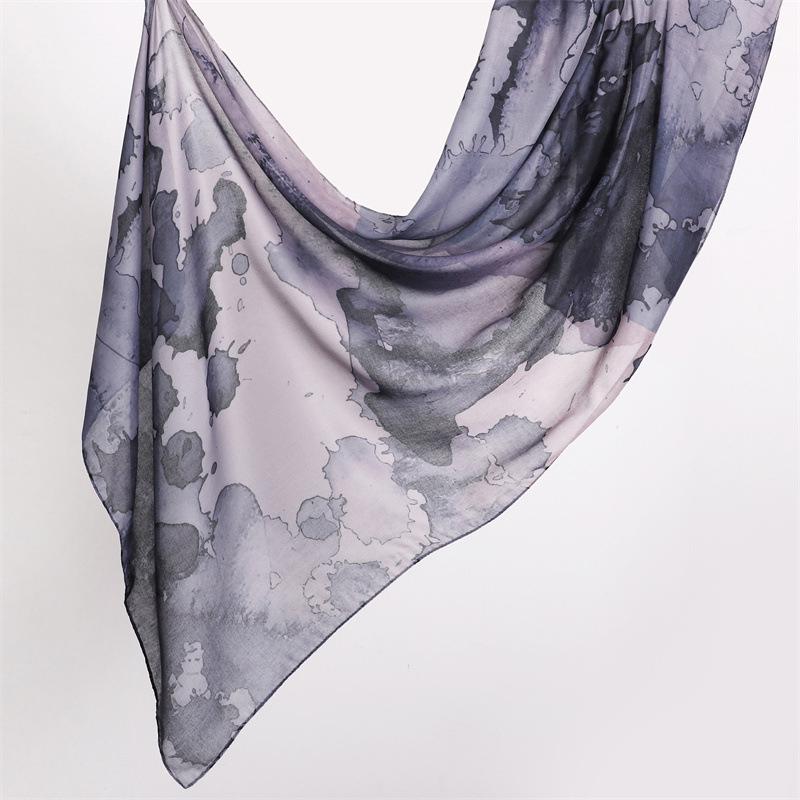Watercolour Floral Printed Modal Breathable Light Weight Soft Cotton Rayon Viscose Woven Modal Muslim Women Shawl Hijab Scarf