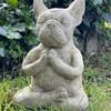 Meditation Dog Yoga Pose Resin Dog Statue Garden Decoration Bulldog Sculpture Waterproof Resistant