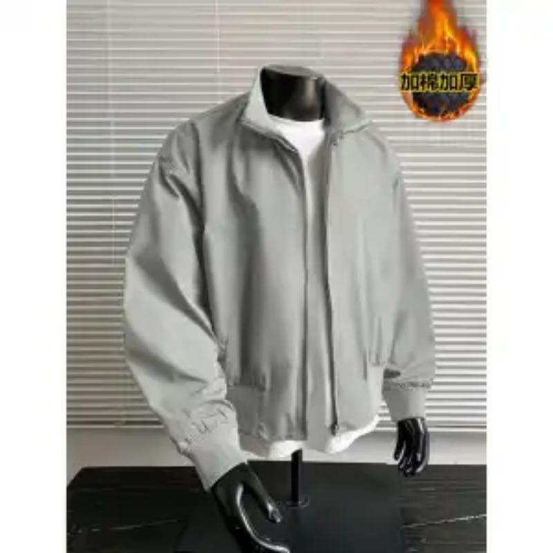 Теплая хлопковая куртка с подкладкой для мужчин Зимняя короткая модель Воротник-стойка Повседневное пальто