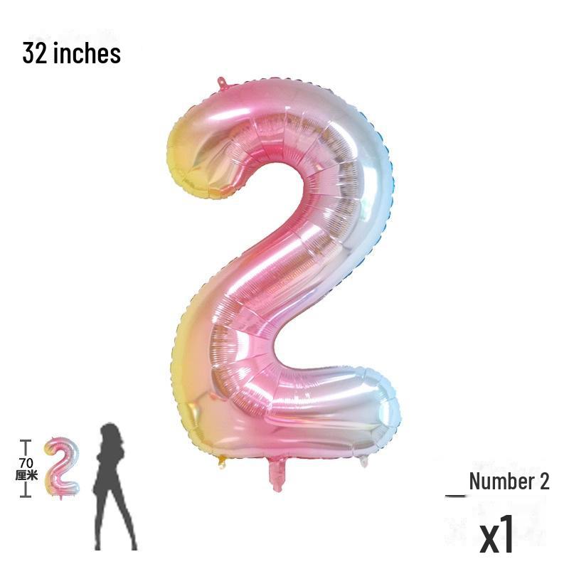32-дюймовые градиентные цветные цифровые шары для украшения детского дня рождения