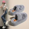 Fashion Summer Home Furry Fur Slides Plush Slippers Fluffy Flip Flops Luxury Slip On Platform Female Zapato De Mujer Designer