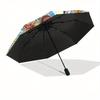 Mickey Mouse, Disney Characters Automatic Opening and Closing Umbrella - 8 Ribs Portable Folding Umbrella with Plastic Handle, Suitable for