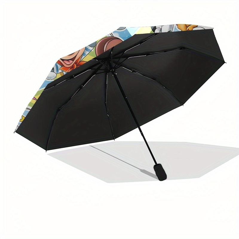 Mickey Mouse, Disney Characters Automatic Opening and Closing Umbrella - 8 Ribs Portable Folding Umbrella with Plastic Handle, Suitable for