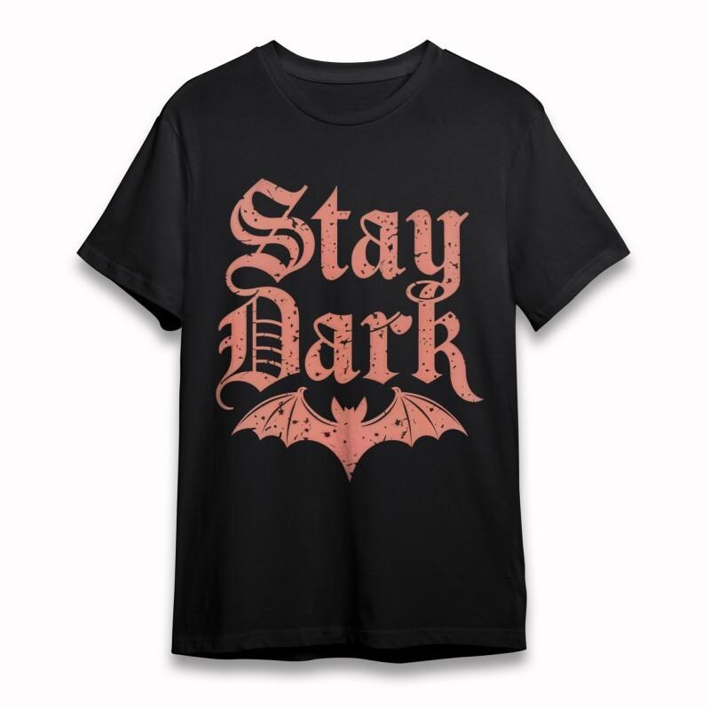 Men's T-shirt With Stay Dark Gothic Graphic Unisex Black 100% Cotton Tee Summer Unisex T-Shirt