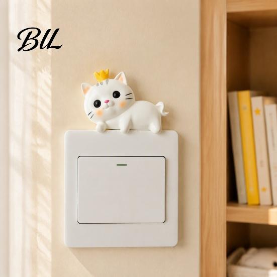 Animal Wall Art for Kids Room Cute Cat Light Switch Sticker, Adorable Kitten Self?Adhesive Socket Panel Concealing Flaw Decor Cover Decor,