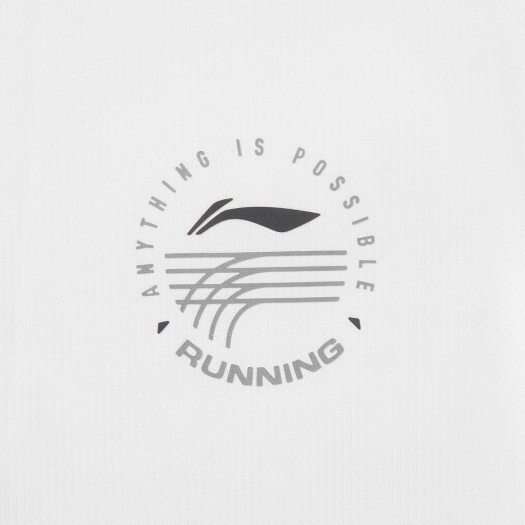 Li Ning Беговая серия Однотонная футболка с круглым вырезом Удобная Дышащая Универсальная Вентилируемая Мужские топы Белый ATSV083-2