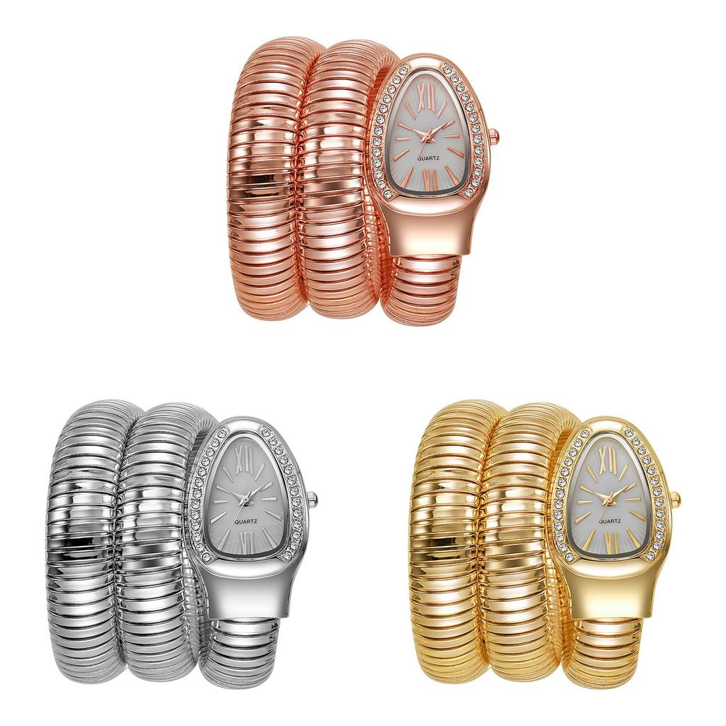 Zhejiang Crafted Snake Shaped Quartz Watch With Elliptical Dial For Trendy Women