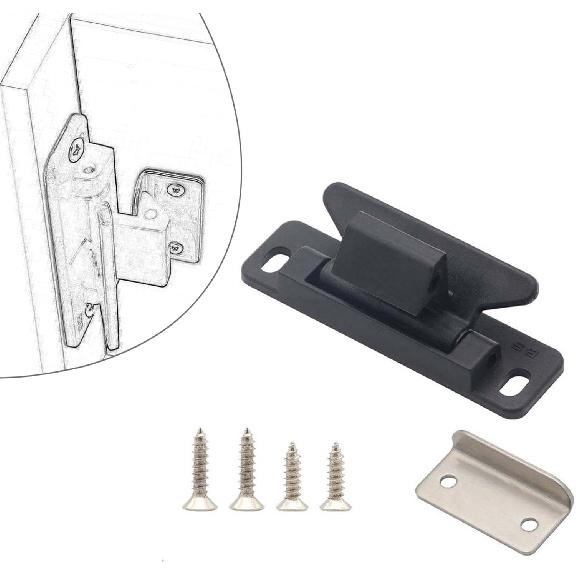 Universal Nylon Metal Cupboard Door Catch Drawer Latch for RV Boat Cupboard Doors, Black