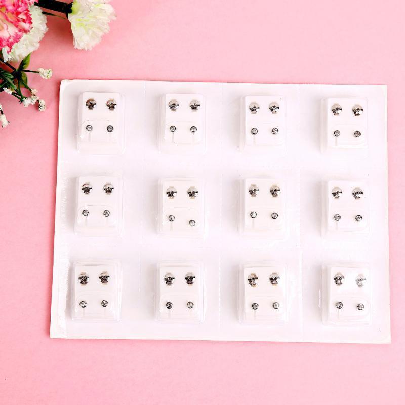12 пар набор серег-гвоздиков из хирургической стали, медицинские серьги, наборы инструментов для пирсинга, женские серьги-гвоздики для пирсинга