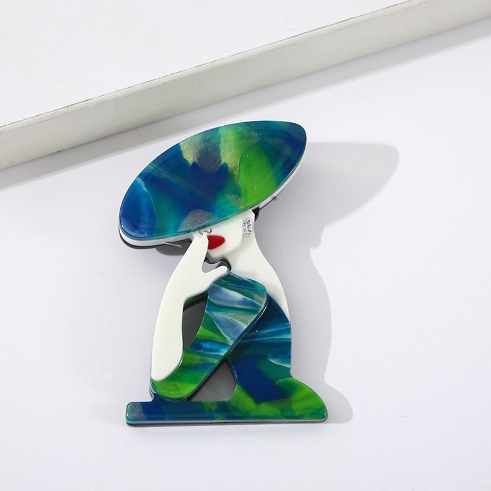 Cartoon Sitting Girl Brooch DIY Dress  Badge Modern Women Portrait Pin