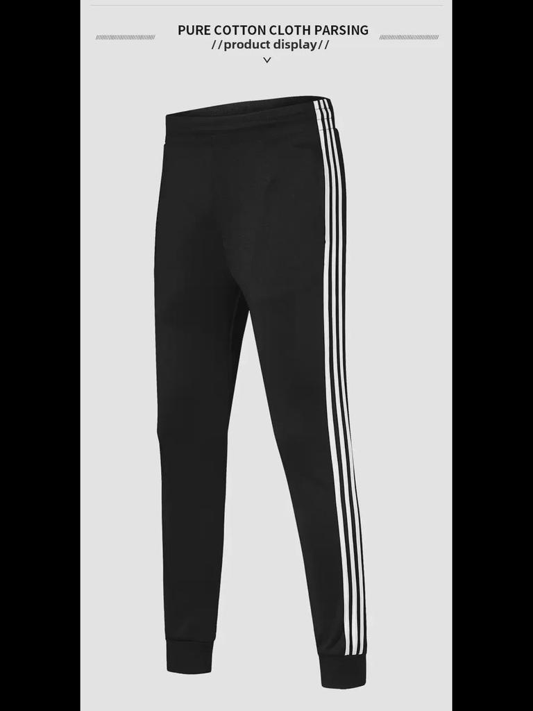 Men's Spring/Autumn Casual Sports Suit - Imitation Cotton Sweatshirt with Two Stripes & Pants with Three Stripes.