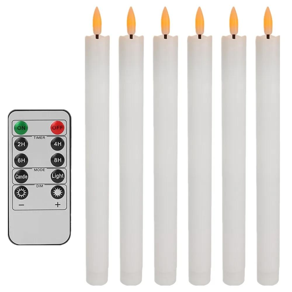 Flameless Flickering Taper Candles With/without Remote Control Timer Dimmer Battery Operated Candlesticks for Christmas Wedding