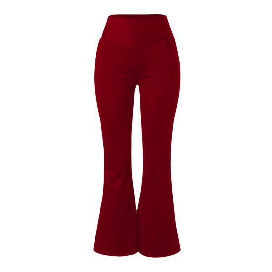 Женские расклешенные штаны для йоги, леггинсы с высокой талией и карманами для тренировок, эластичные брюки-клеш для офисных тренировок